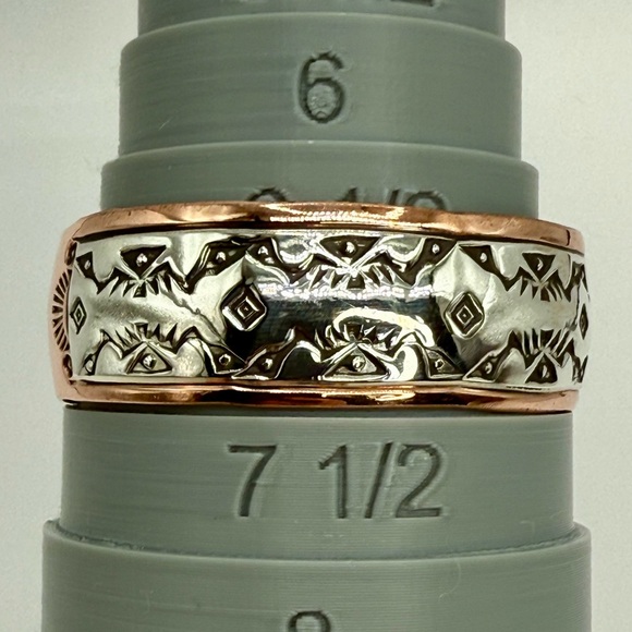 Navajo Copper and Sterling Silver Cuff Bracelet – Signed R.C. Littl – Size 6-7” - Picture 9 of 17